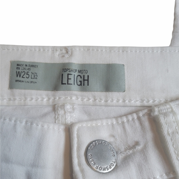 Topshop Moto Leigh White Raw Hem Skinny Jeans Denim Size 25 - Picture 8 of 10